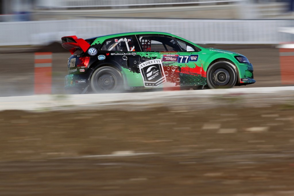 Scott Speed competes at Red Bull Global Rallycross Round 1, in Barbados on 18 May 2014.
