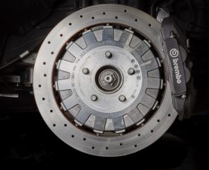Iron rotors were found to be superior to carbon ceramic. The Shelby GT350 features 15.5-inch iron rotors in front, and 15-inch units in back.