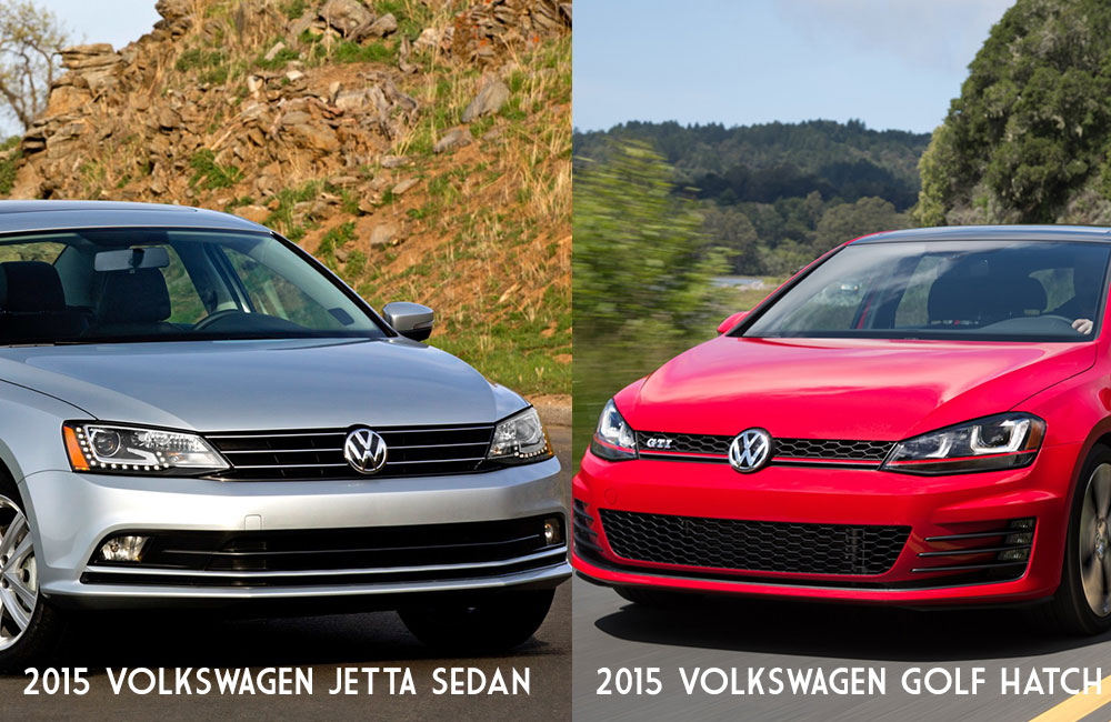 Notice the styling differences between the sixth-gen VW Jetta Sedan and seventh-gen VW Golf GTI Hatchback